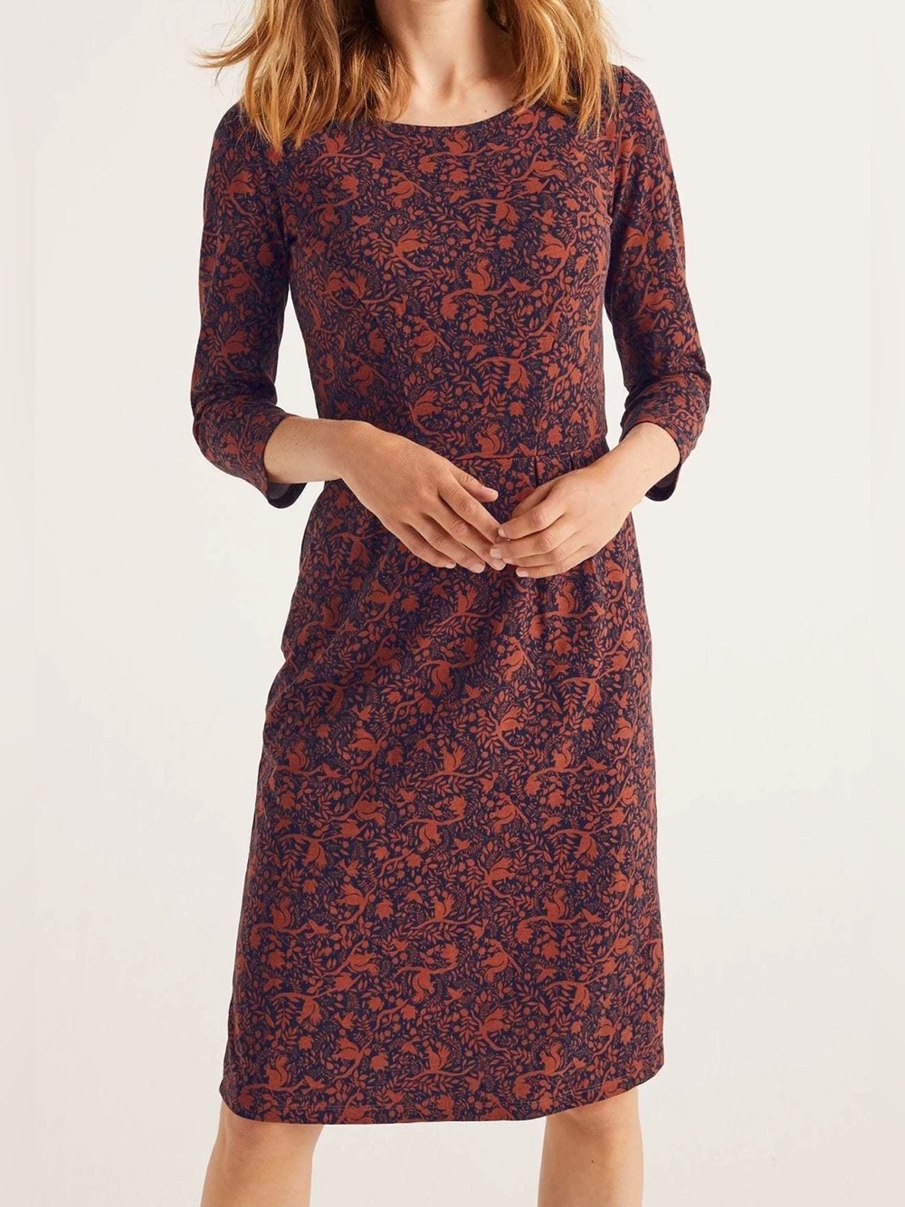 Boden Woodland Squirrel  Print Cotton Dress Women’s Size 16